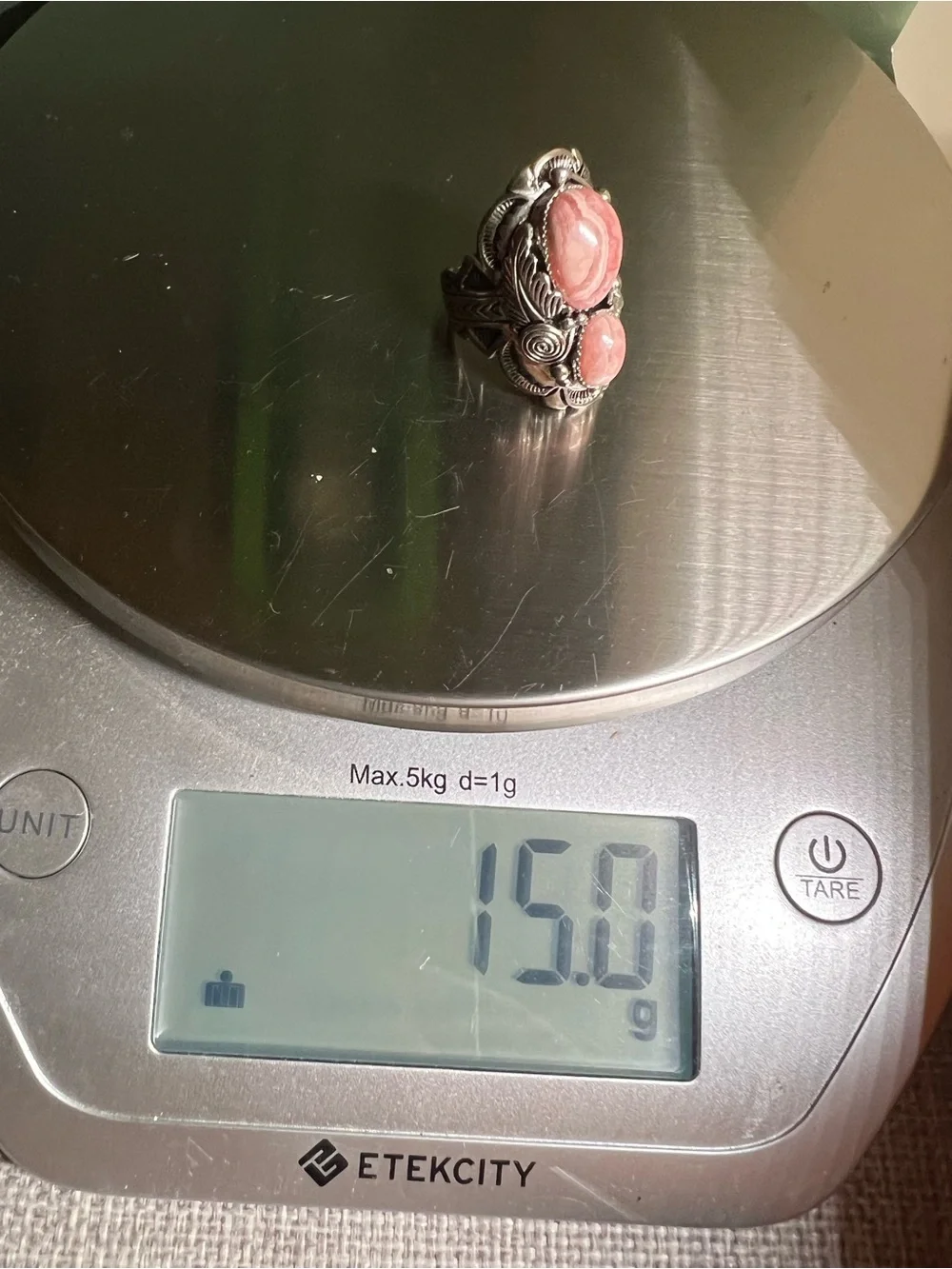 Sterling Silver Pink Rhodochrosite Statement BBJ Ring